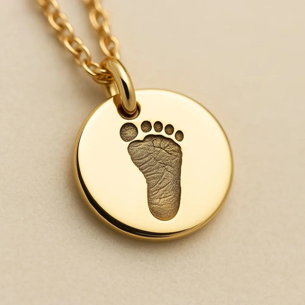 paw print gold disc necklace