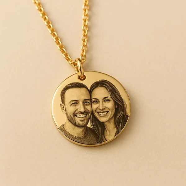 Luxurious Gold Disc Necklace – Personalized Solid Gold Engraved Jewelry - Image 2
