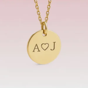 Luxurious Gold Disc Necklace – Personalized Solid Gold Engraved Jewelry