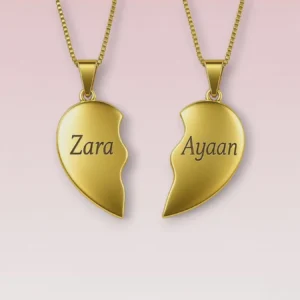 Personalized Broken Heart Necklace – Custom Engraved Love Pendant