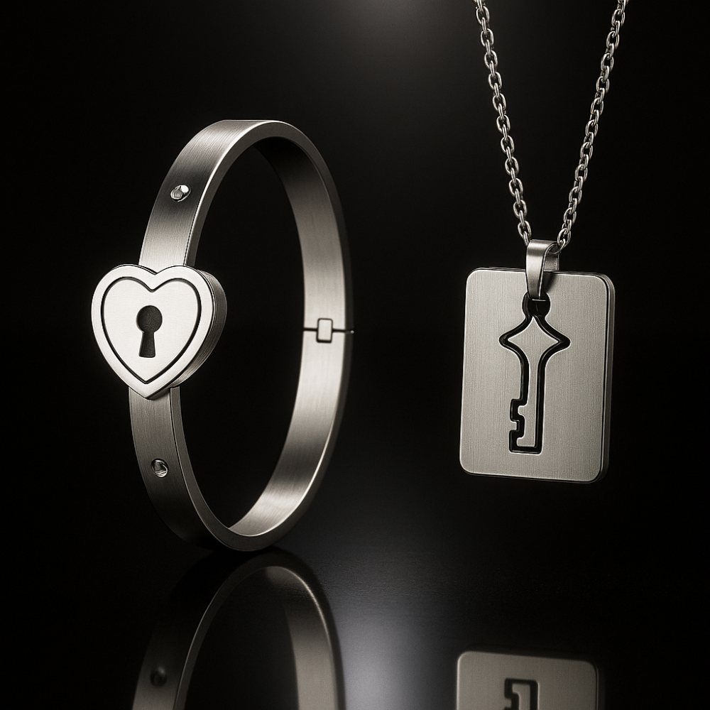 heart shaped lock key bracelet