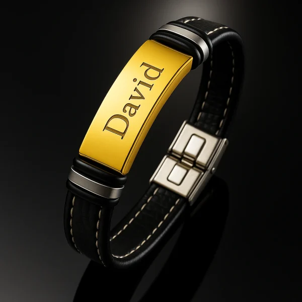 Engraved Leather Bracelet – Personalized Gift for Couples