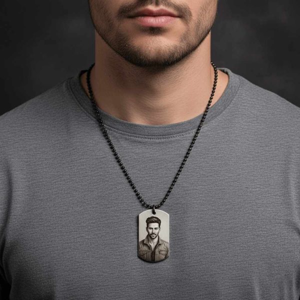 Personalised Mixed Metal Photo Tag Necklace – Stainless Steel