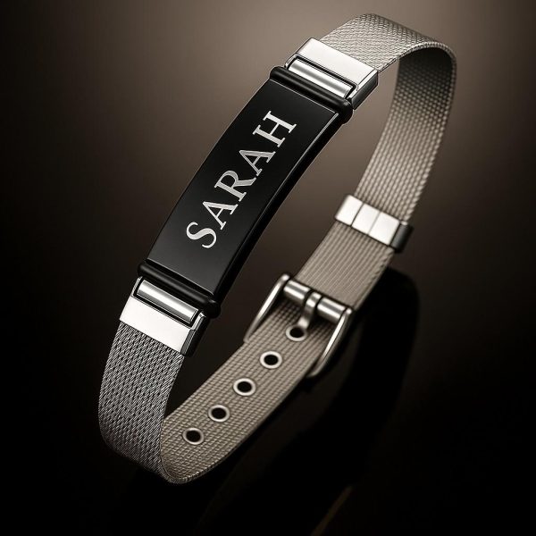 Engraved Radiant Wrist Watch Strap ID Bracelet for Couples: Made Just for You