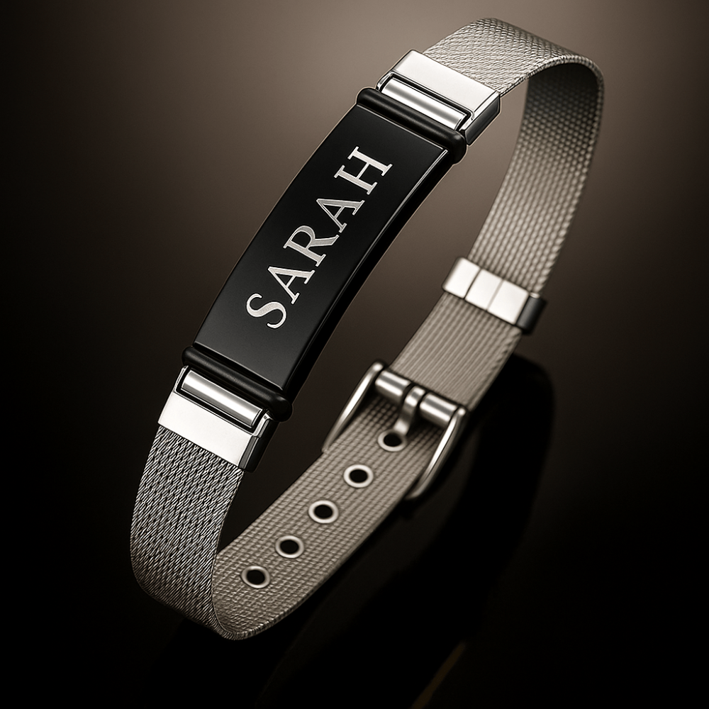 Engraved Radiant Wrist Watch Strap ID Bracelet for Couples: Made Just for You - Image 3