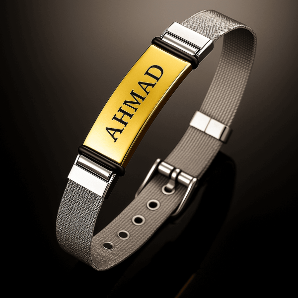 Engraved Radiant Wrist Watch Strap ID Bracelet for Couples: Made Just for You