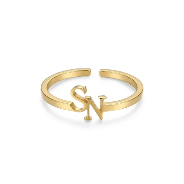 Exquisite Heart-Shaped Letter Ring in Gold Filled – Crafted with Love