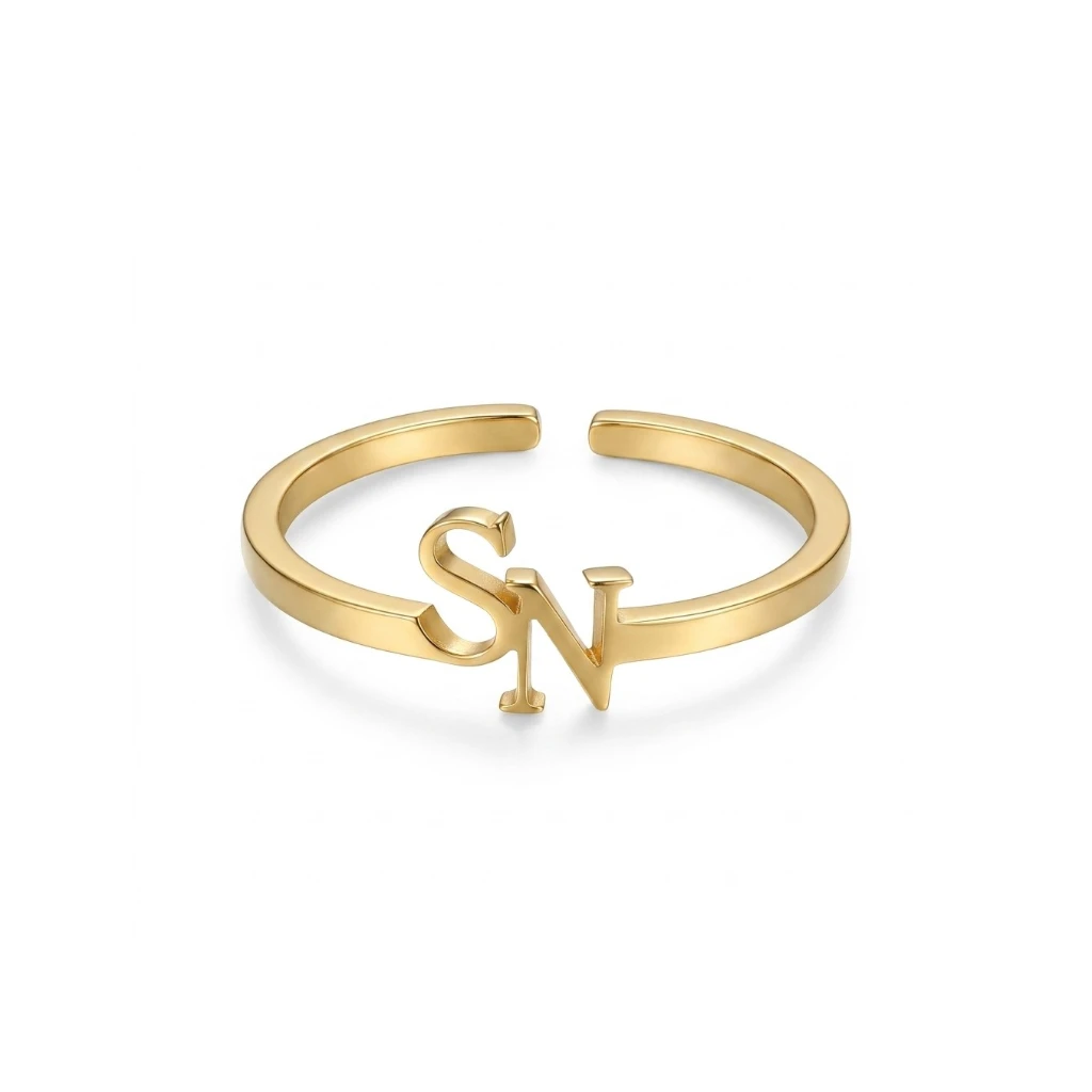 Exquisite Heart-Shaped Letter Ring in Gold Filled - Crafted with Love