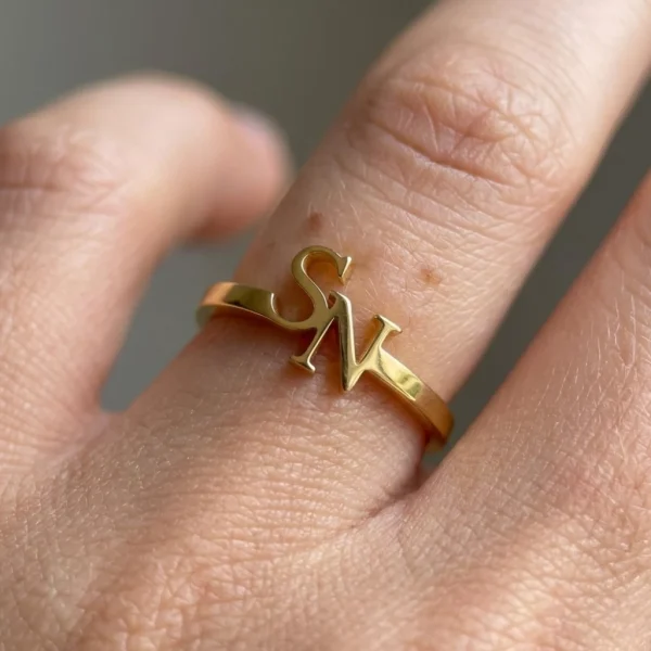 Exquisite Heart-Shaped Letter Ring in Gold Filled – Crafted with Love