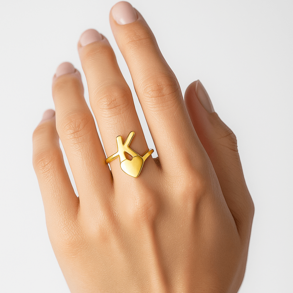 Exquisite Heart-Shaped Letter Ring in Gold Filled - Crafted with Love - Image 2