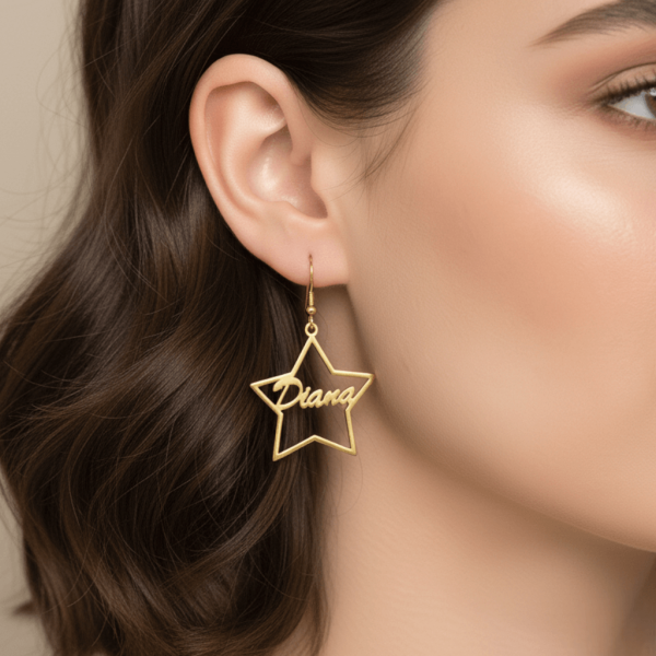 Custom Name Star-shaped Earrings for Woman’s | Shop Now
