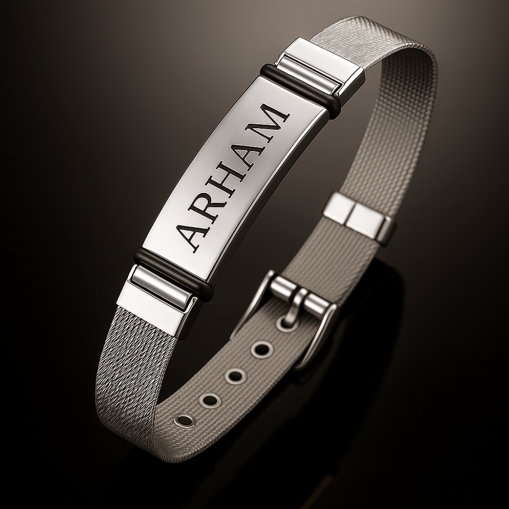 Engraved Radiant Wrist Watch Strap ID Bracelet for Couples: Made Just for You - Image 4