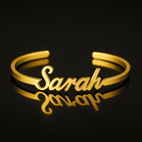 Customise Woman’s Name Bangle: The Personalized Gold Engraved Bracelet