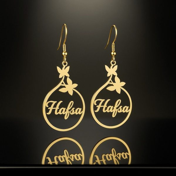 Beautiful Custom Name Butterfly Earrings Woman’s | Personalized