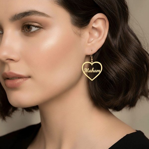 Custom Heart Bamboo Name Earrings: Your Custom Signature Piece