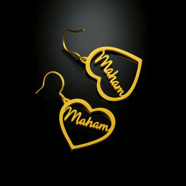 Custom Heart Bamboo Name Earrings: Your Custom Signature Piece