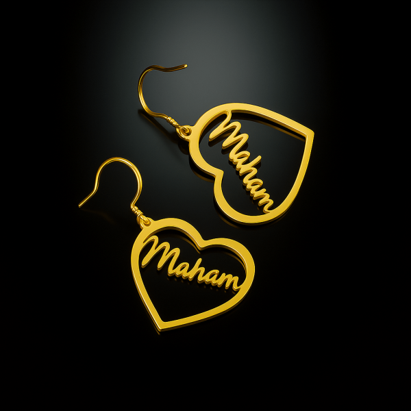Custom Heart Bamboo Name Earrings: Your Custom Signature Piece