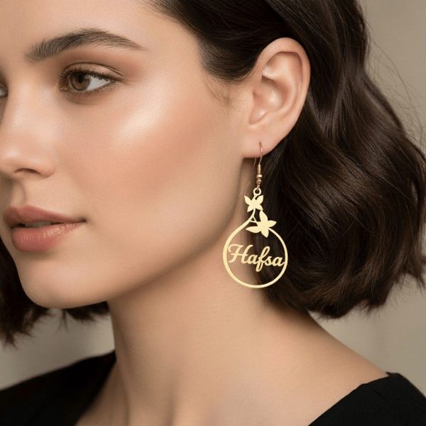 Beautiful Custom Name Butterfly Earrings Woman’s | Personalized