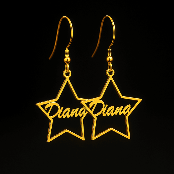 Custom Name Star-shaped Earrings for Woman’s | Shop Now