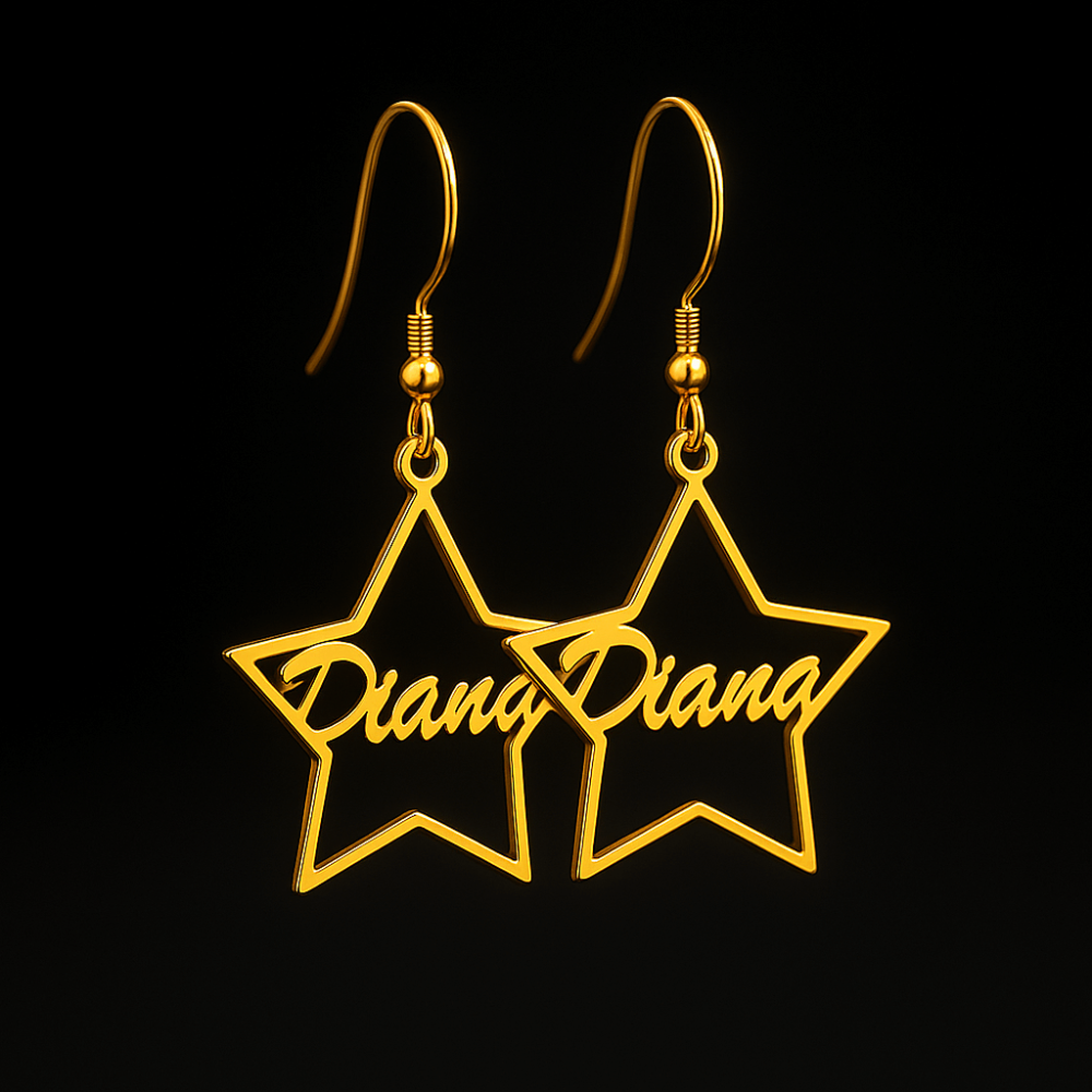 Custom Name Star Earrings