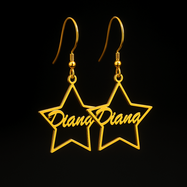 Custom Name Star Earrings
