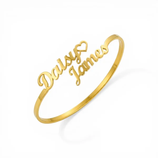 Customise Woman’s Name Bangle: The Personalized Gold Engraved Bracelet