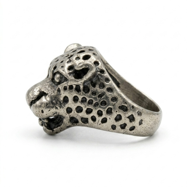Leopard Head Ring – Antique Silver Men’s Statement Ring