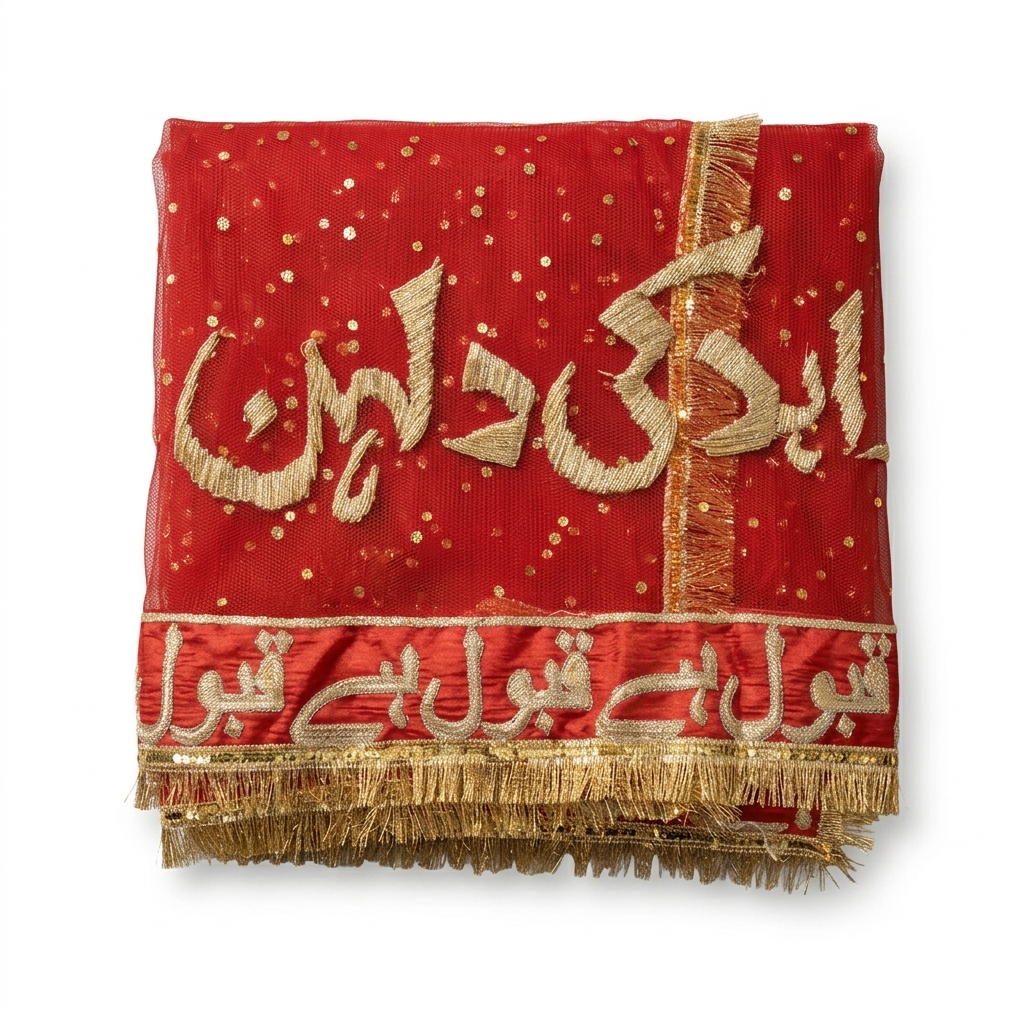 Custom Nikah Dupatta with Urdu Calligraphy Embroidery