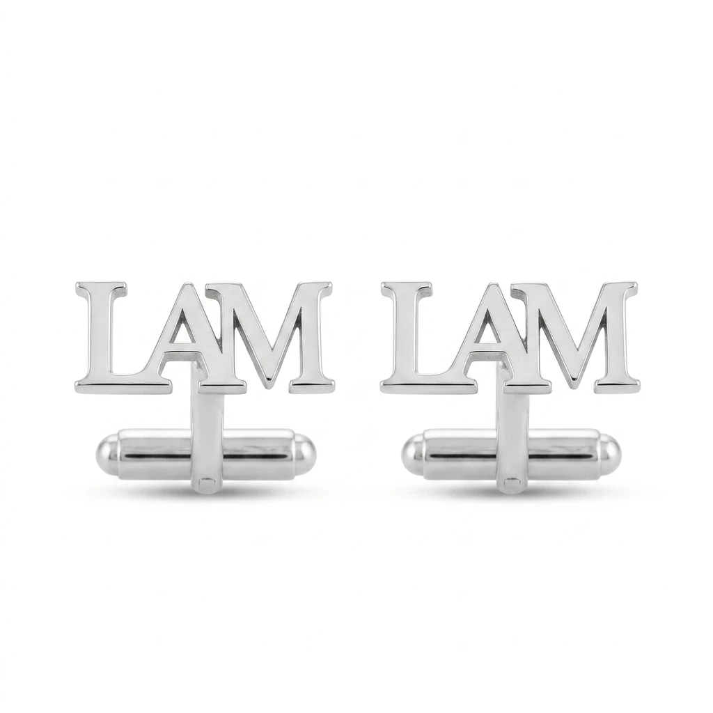 Custom Initial Letter Cufflinks for Men – Silver Block Monogram Cufflinks | Personalized Name Initial Cufflinks