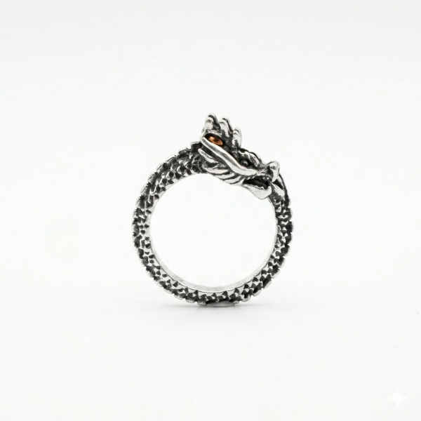 Dragon Wrap Ring – Antique Silver Men’s Statement Ring
