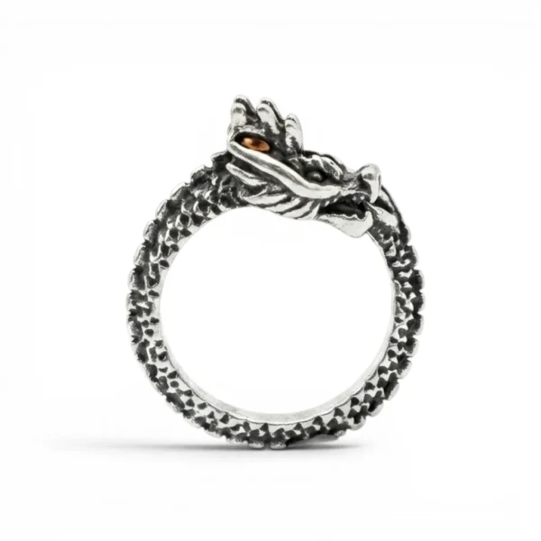 Dragon Wrap Ring – Antique Silver Men’s Statement Ring