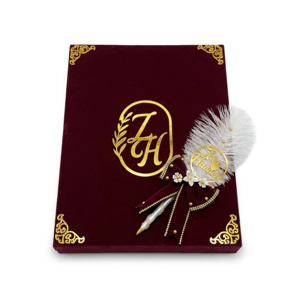 Custom Nikah Set – Certificate File, Velvet Box & Pen