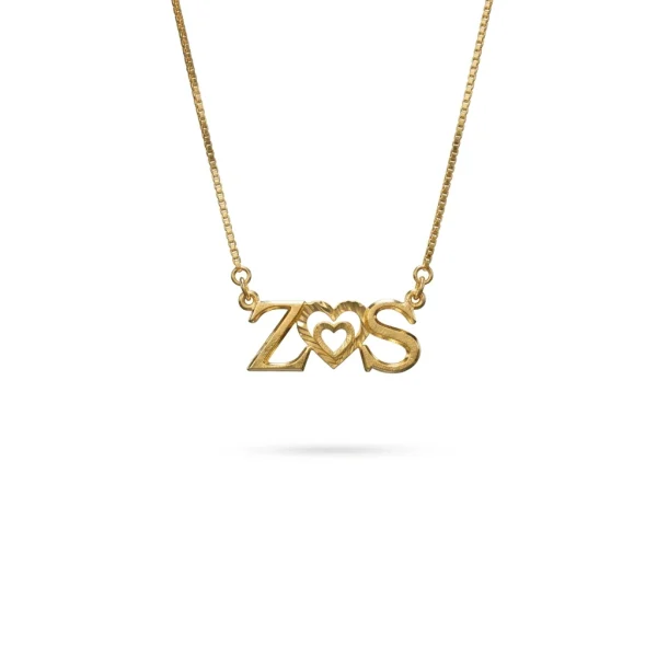 Custom Couple Initial Letter Necklace with Heart