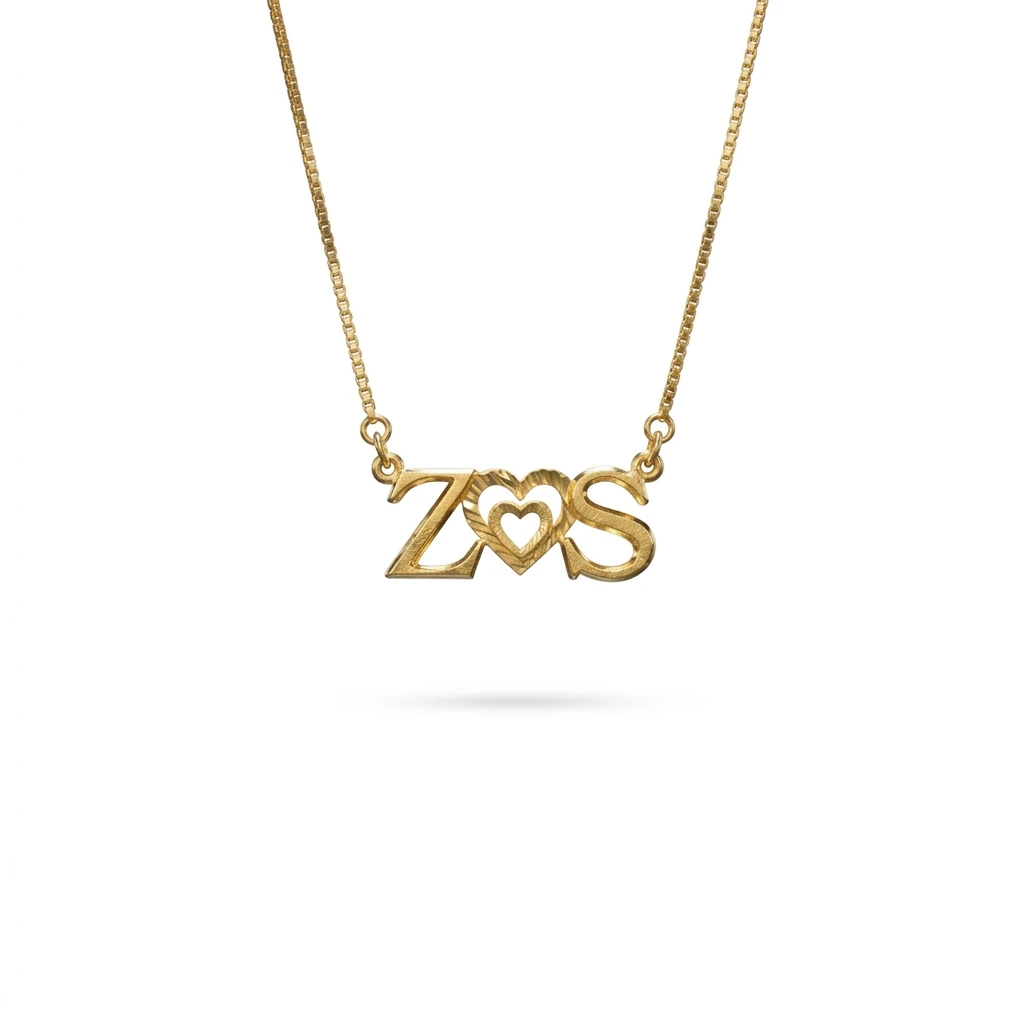 Custom Couple Initial Letter Necklace with Heart