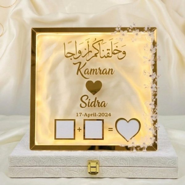 Custom Wedding Thumb Board with LED Light & Flowers