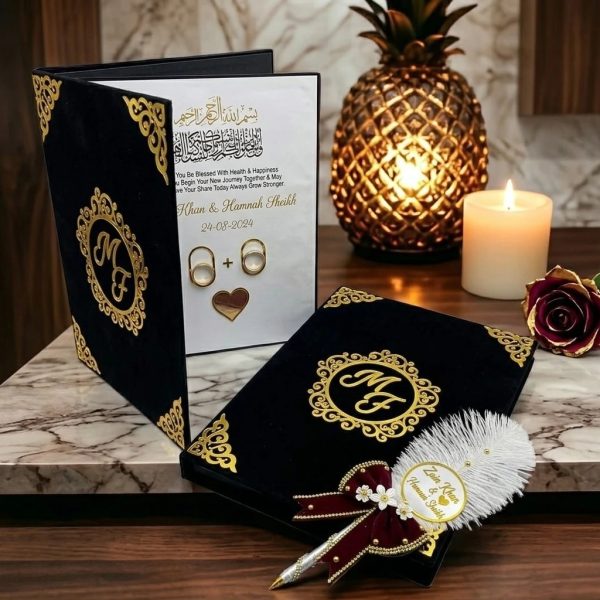 Custom Nikah Set – Certificate File, Velvet Box & Pen