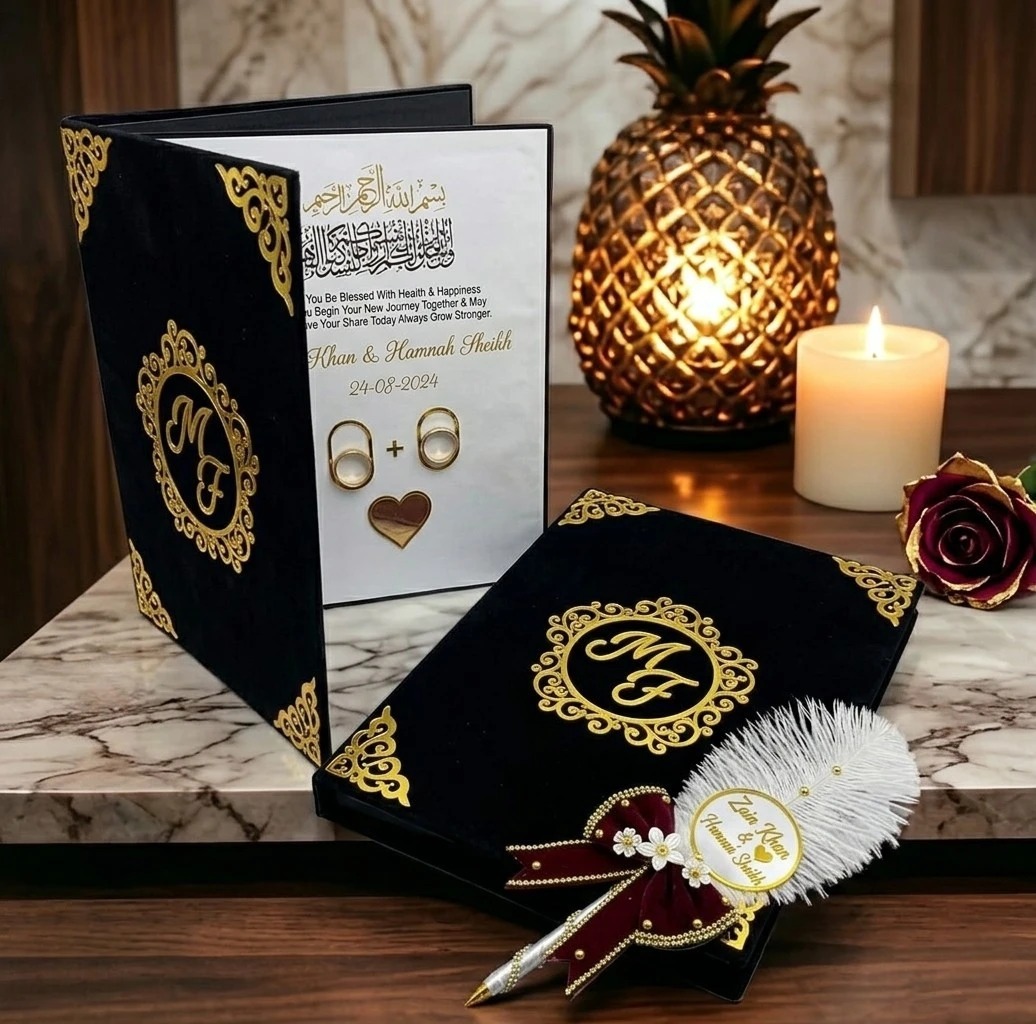 Custom Nikah Set – Certificate File, Velvet Box & Pen - Image 2
