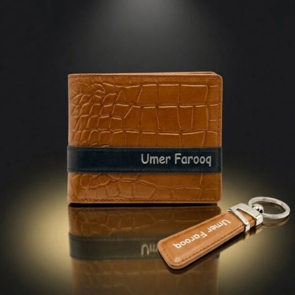 Custom Name Leather Wallet & Keychain Set