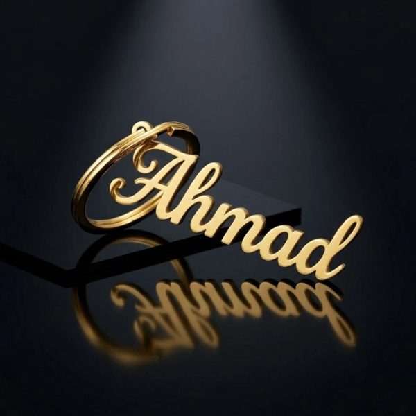Custom Name Keychain – Gold & Silver Cursive Script
