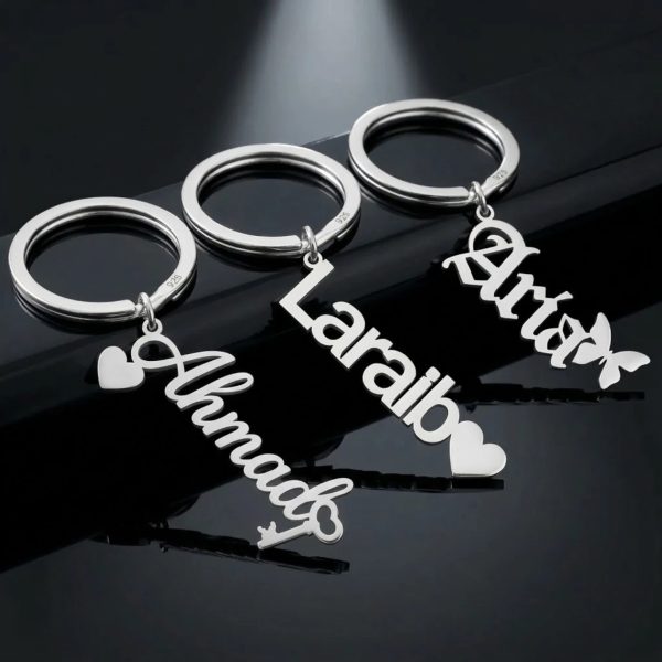 Custom Name Keychain – Gold & Silver Cursive Script