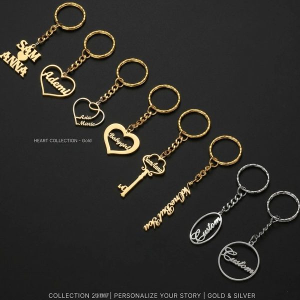 Custom Name Keychain – Gold & Silver Cursive Script
