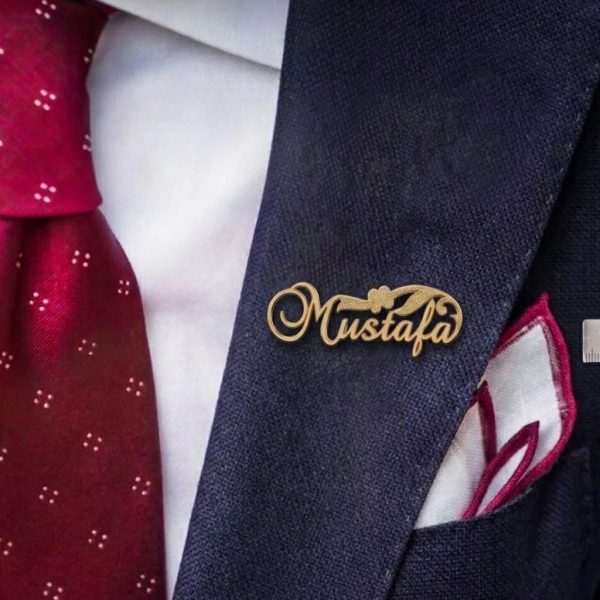 Custom Name Cursive Script Coat Pin / Lapel Pin