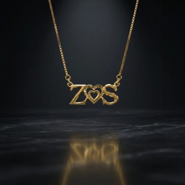 Custom Couple Initial Letter Necklace with Heart