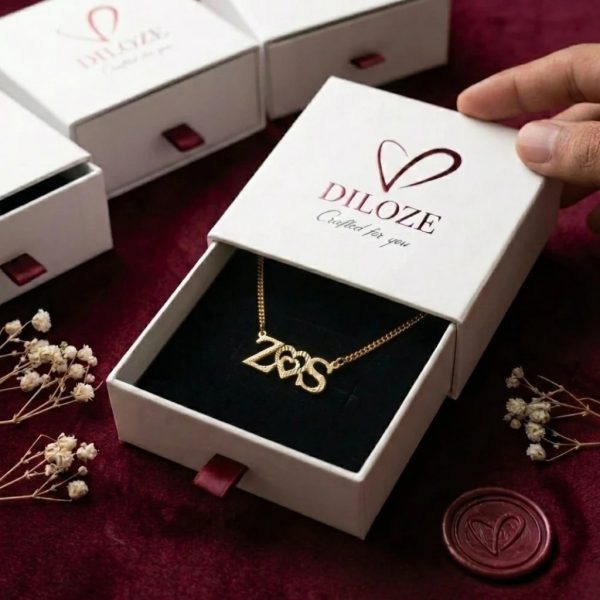 Custom Couple Initial Letter Necklace with Heart