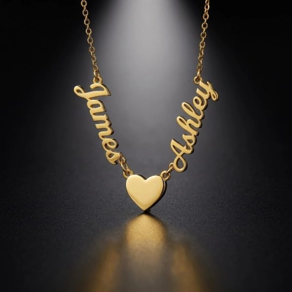Custom Couple Name Heart Necklace