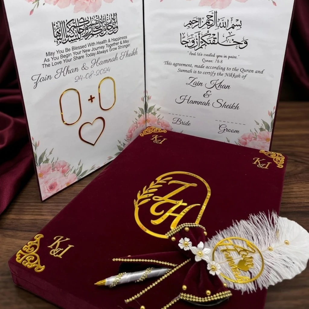 Custom Nikah Set – Certificate File, Velvet Box & Pen - Image 4