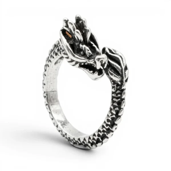 Dragon Wrap Ring – Antique Silver Men’s Statement Ring
