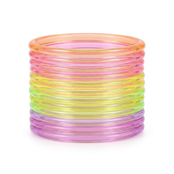 Multicolour Jelly Bangles for Women – Neon Transparent Stacking Bangle Set | Trendy Plastic Bangles for Girls