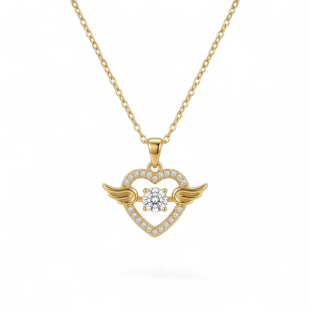 NE-144 angel wing heart necklace