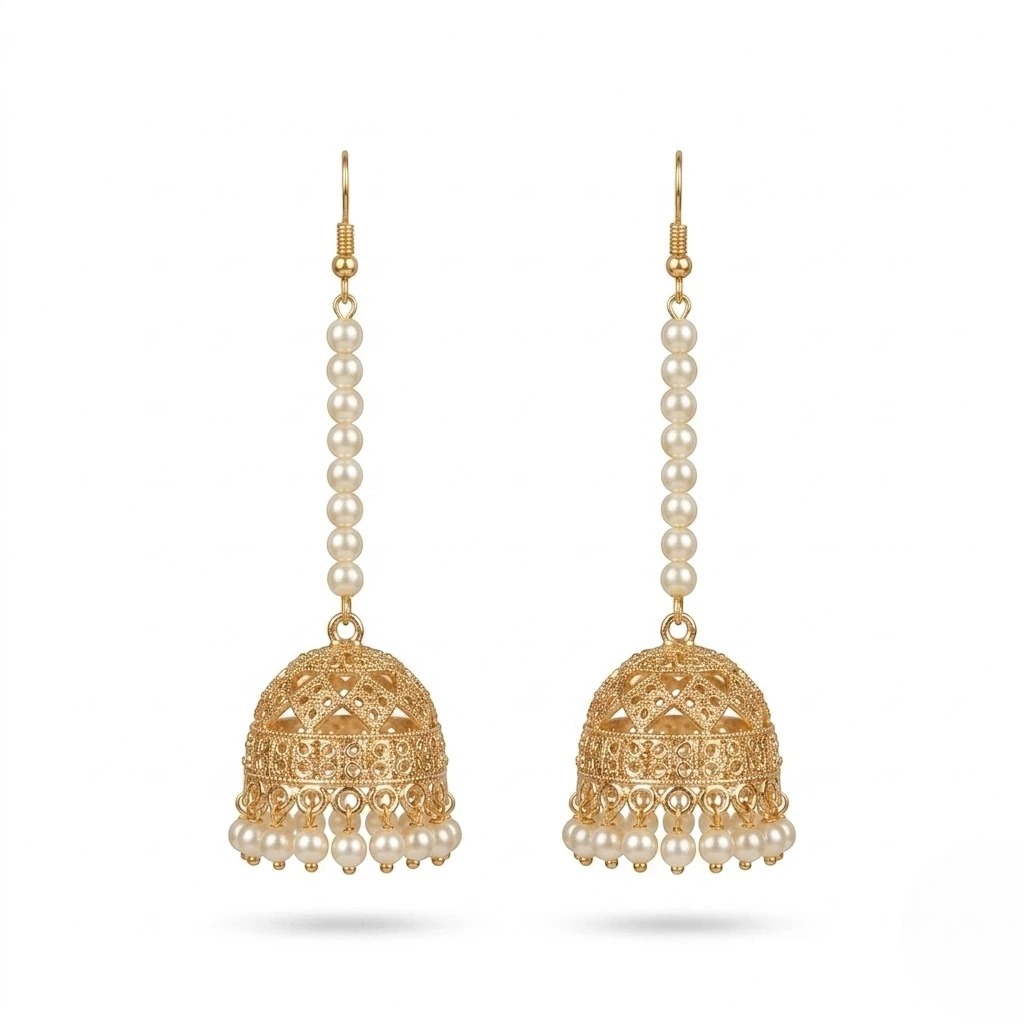 ethnic-dome-shaped-pearl-jhumka-earrings